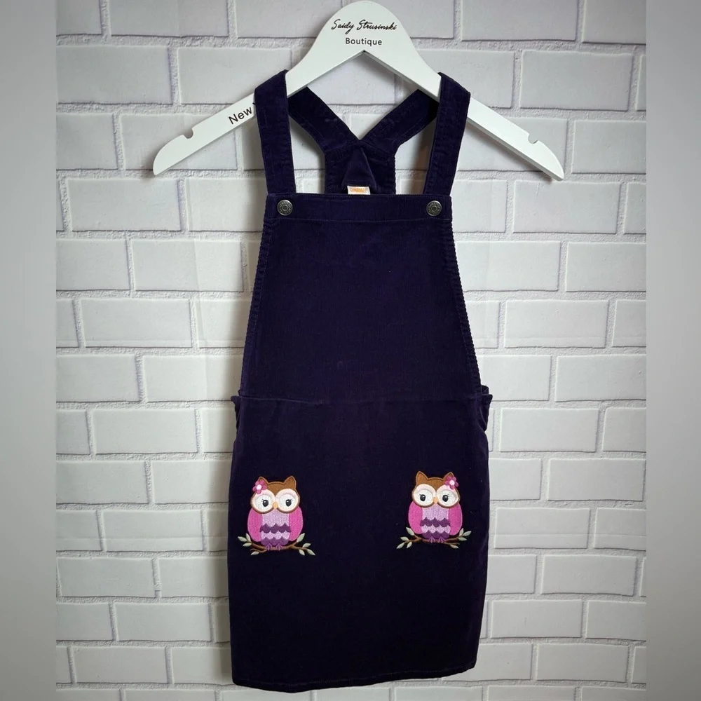 Gymboree Girls Purple Corduroy Owl Jumper fashionista Dress Size 8